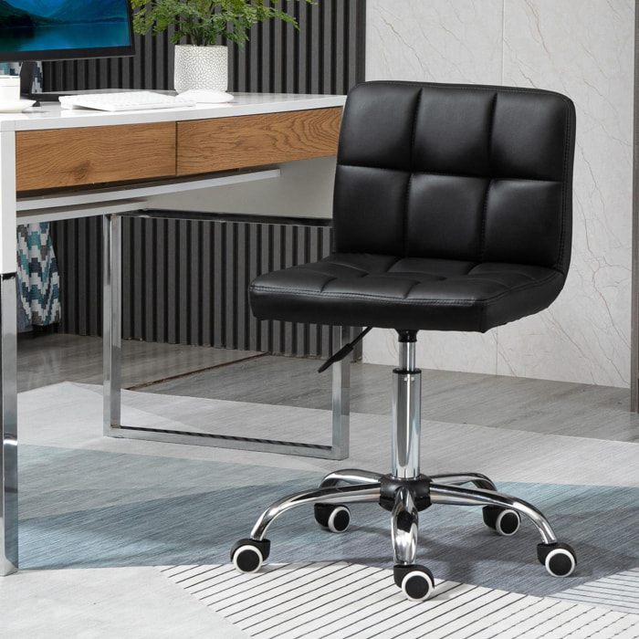 Vinsetto Chaise de bureau capitonnée hauteur réglable pivotant 360° piètement chromé revêtement synthétique noir