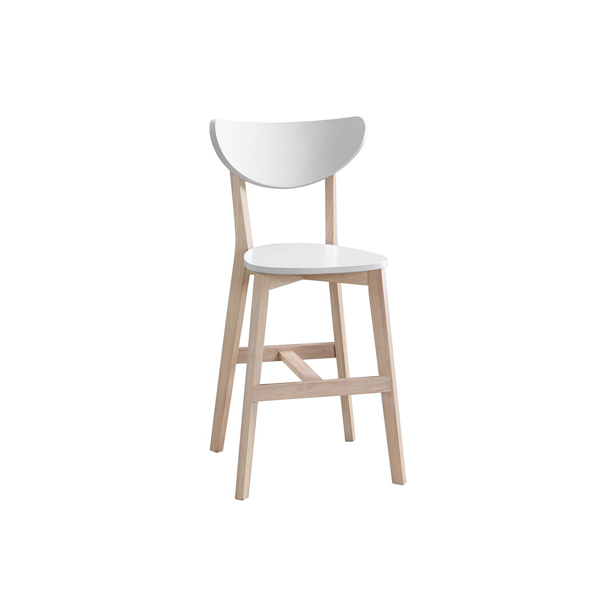 Tabourets de bar scandinaves blanc et bois H65 cm (lot de 2) LEENA