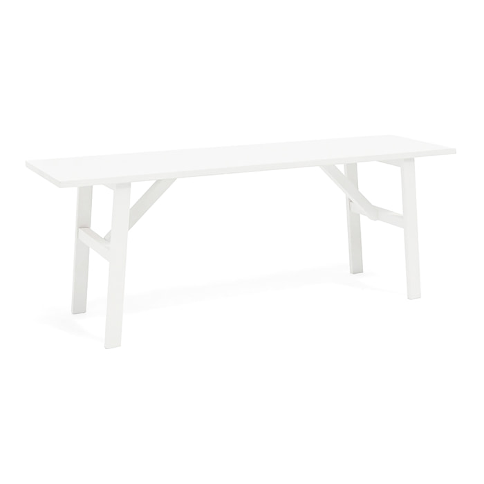 Banqueta de madera maciza en tono blanco de 120x45cm Alto: 45 Largo: 120 Ancho: 35