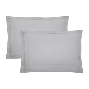 Lot de 2 taies percale de coton uni gris La percale francaise platine