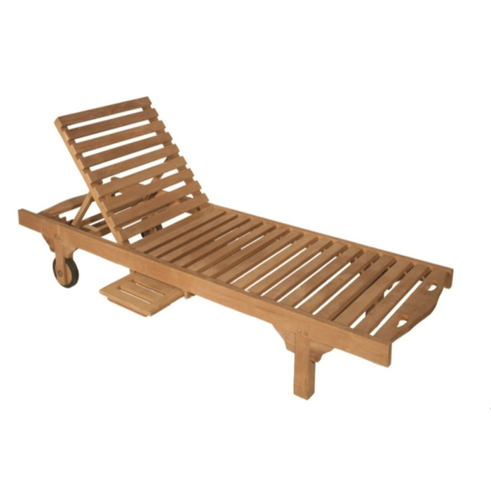 FUN - Bain de soleil avec roulettes en bois Teck