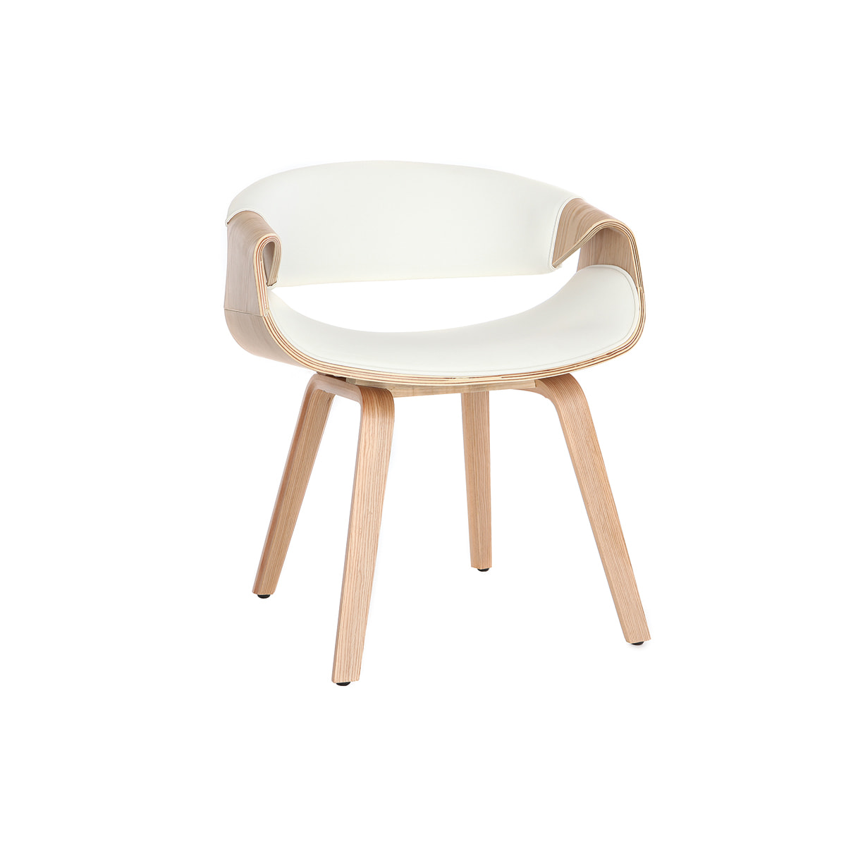 Chaise design blanc et bois clair ARAMIS