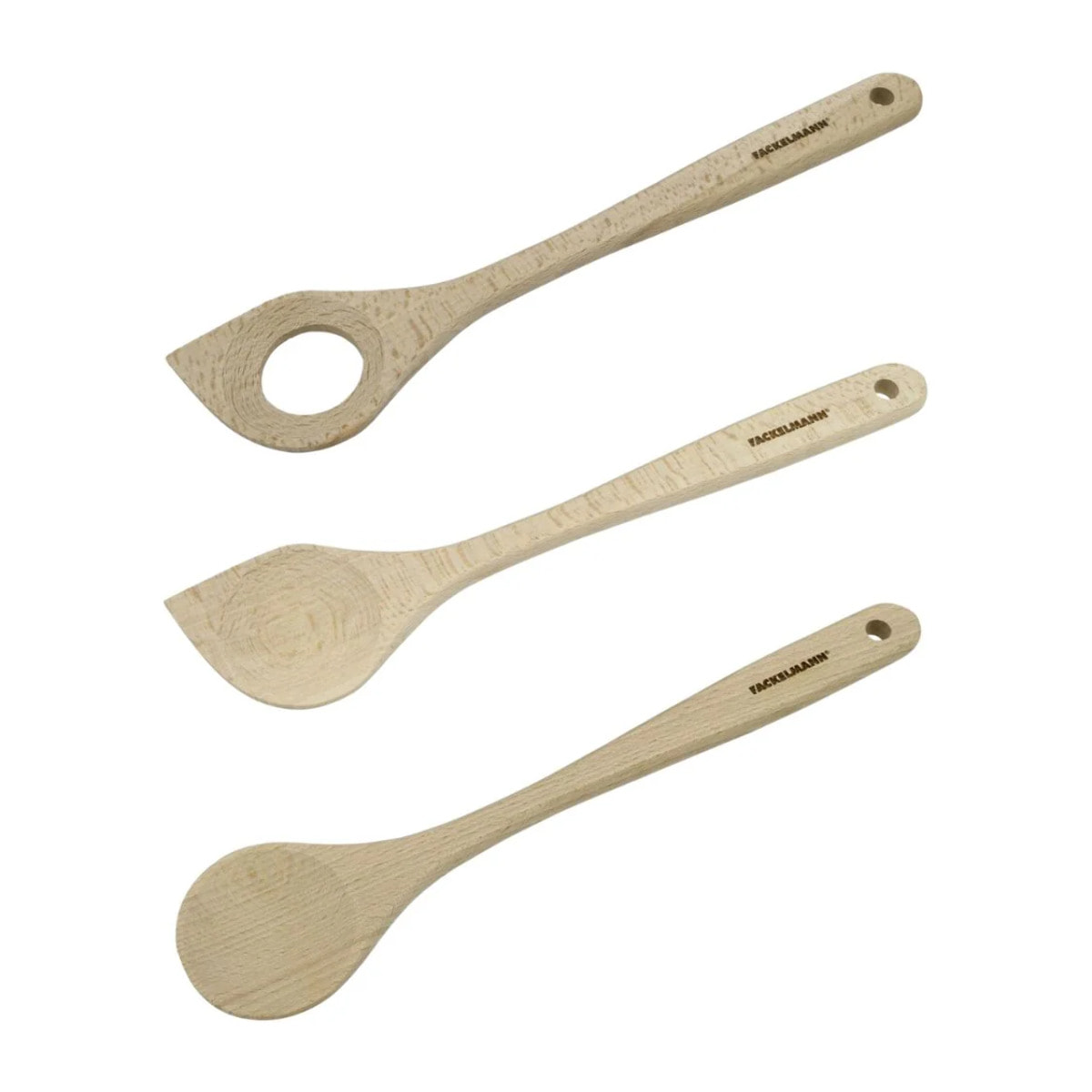 Lot de 3 cuillères en bois 30 cm Fackelmann Nature