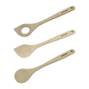 Lot de 3 cuillères en bois 30 cm Fackelmann Nature