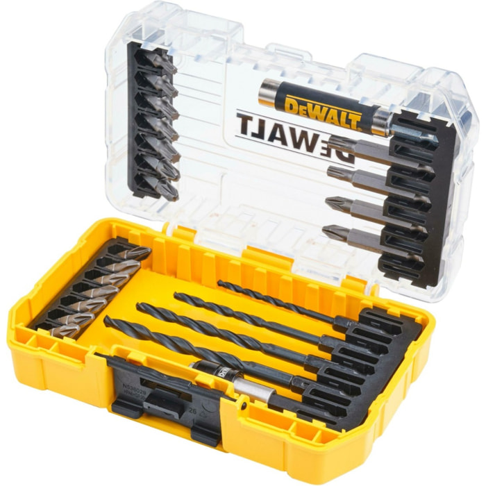 Petit coffret Toughcase contenant jeu de forets et d'embouts de vissage - 25 pièces - DEWALT - DT70708-QZ