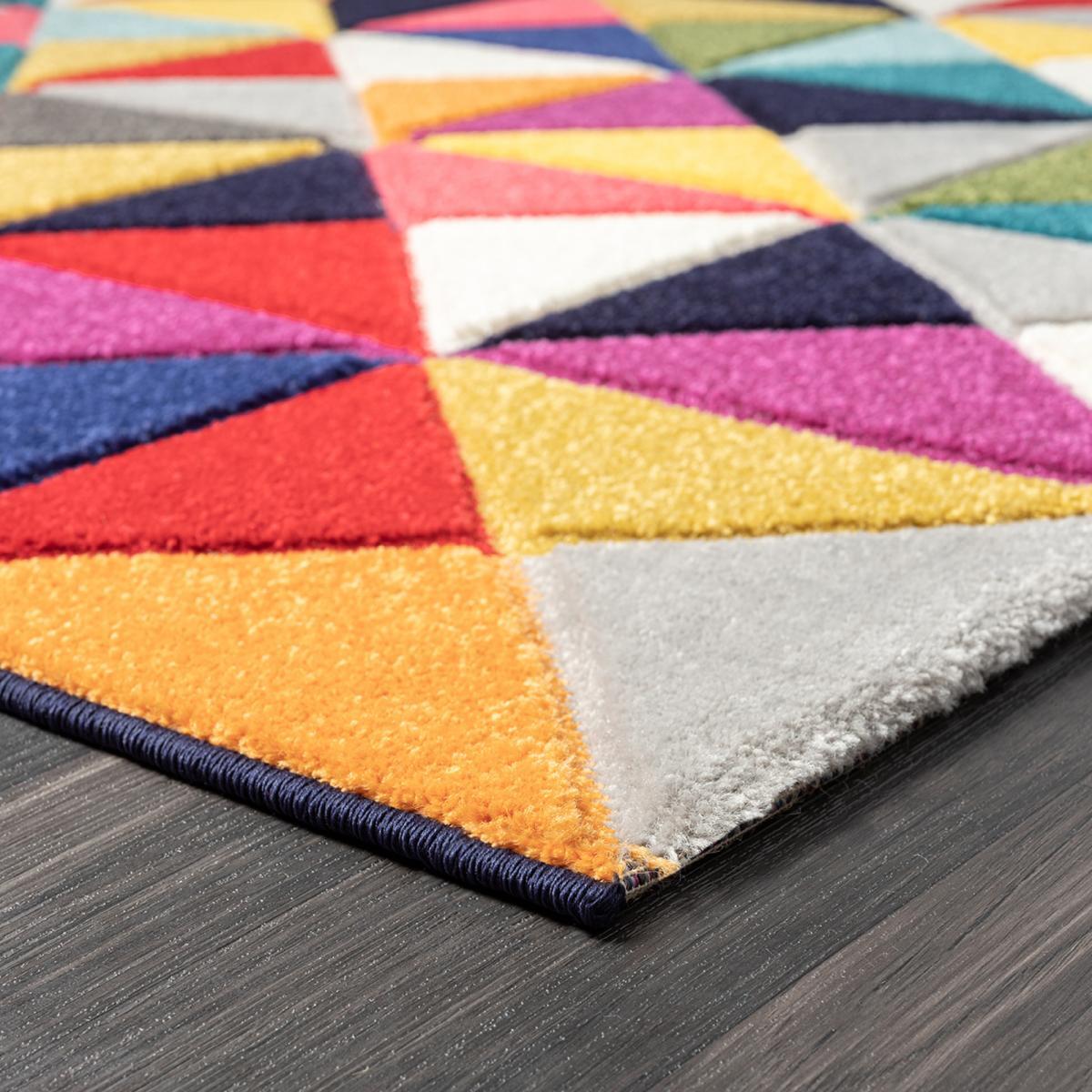 Tapis Tene motif géométrique destructuré multicolore