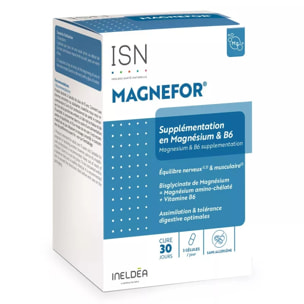 INELDEA SANTE NATURELLE - Magnefor - Complément Alimentaire au Bisglycinate de Magnésium + Vitamine B6 - Assimilation Optimale - Nervosité et Fatigue musculaire - 90 Gélules Végétales