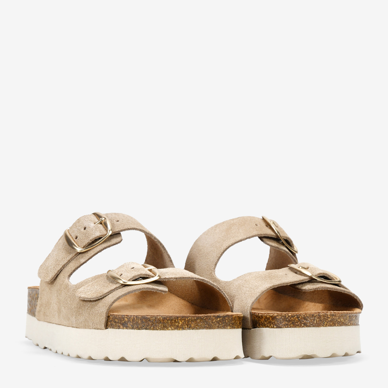 Sandalias de piel arena con hebillas