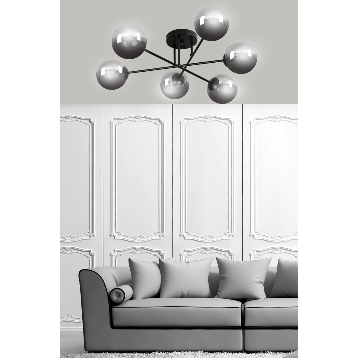 Lampada a sospensione BRENDI in acciaio nero e vetro grafite