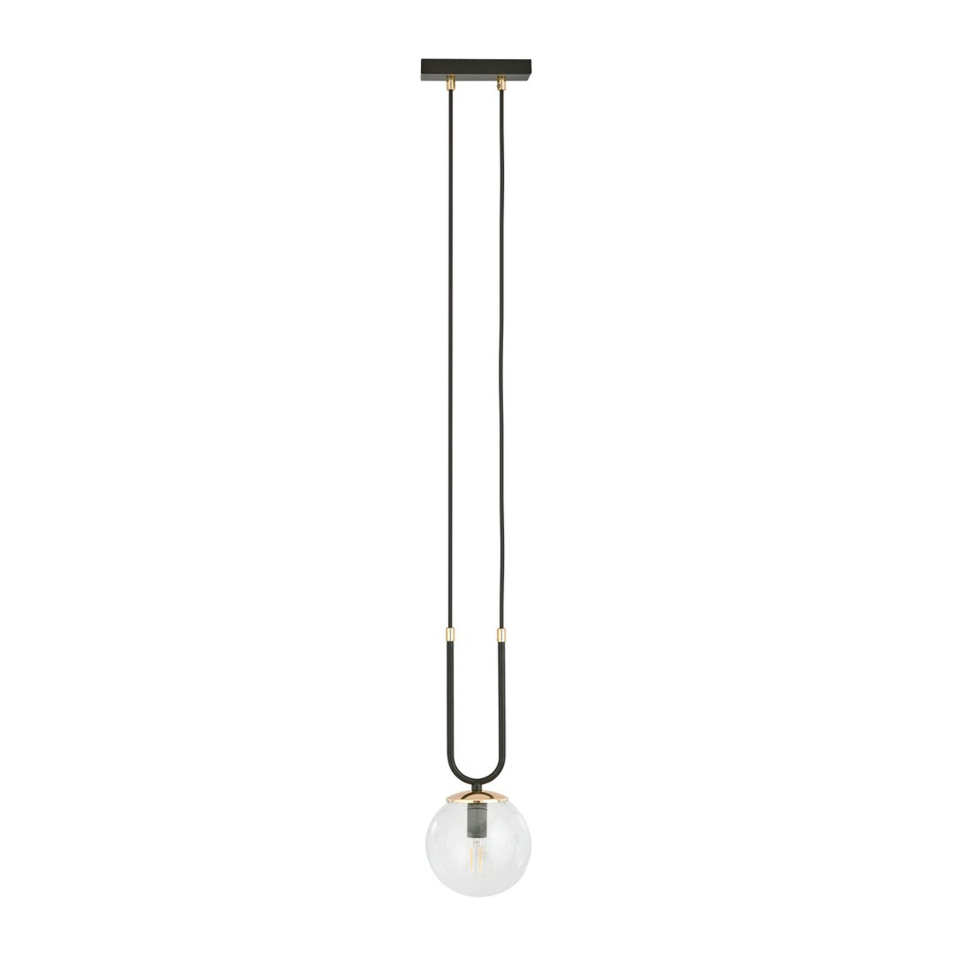 Lampada a sospensione GLAM in acciaio nero opaco e vetro
