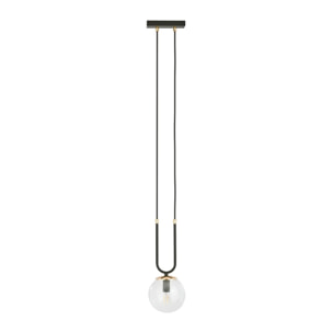 Lampada a sospensione GLAM in acciaio nero opaco e vetro