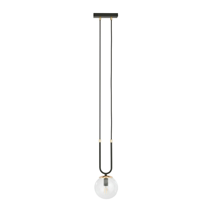 Lampada a sospensione GLAM in acciaio nero opaco e vetro