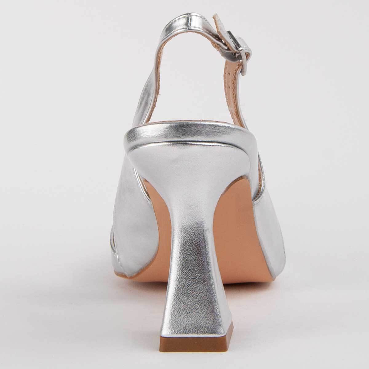 Zapato De Tacón - Plateado - Altura: 8 Cm