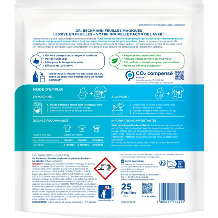 Lessive DR BECKMANN Feuilles Magiques - La Sensible x25 lavages