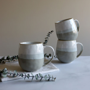 Lot de 6 mugs vert amande en grès 44cl RIGA