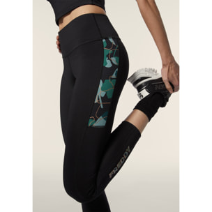 Leggings 7/8 vita alta in tessuto tecnico con banda floreale