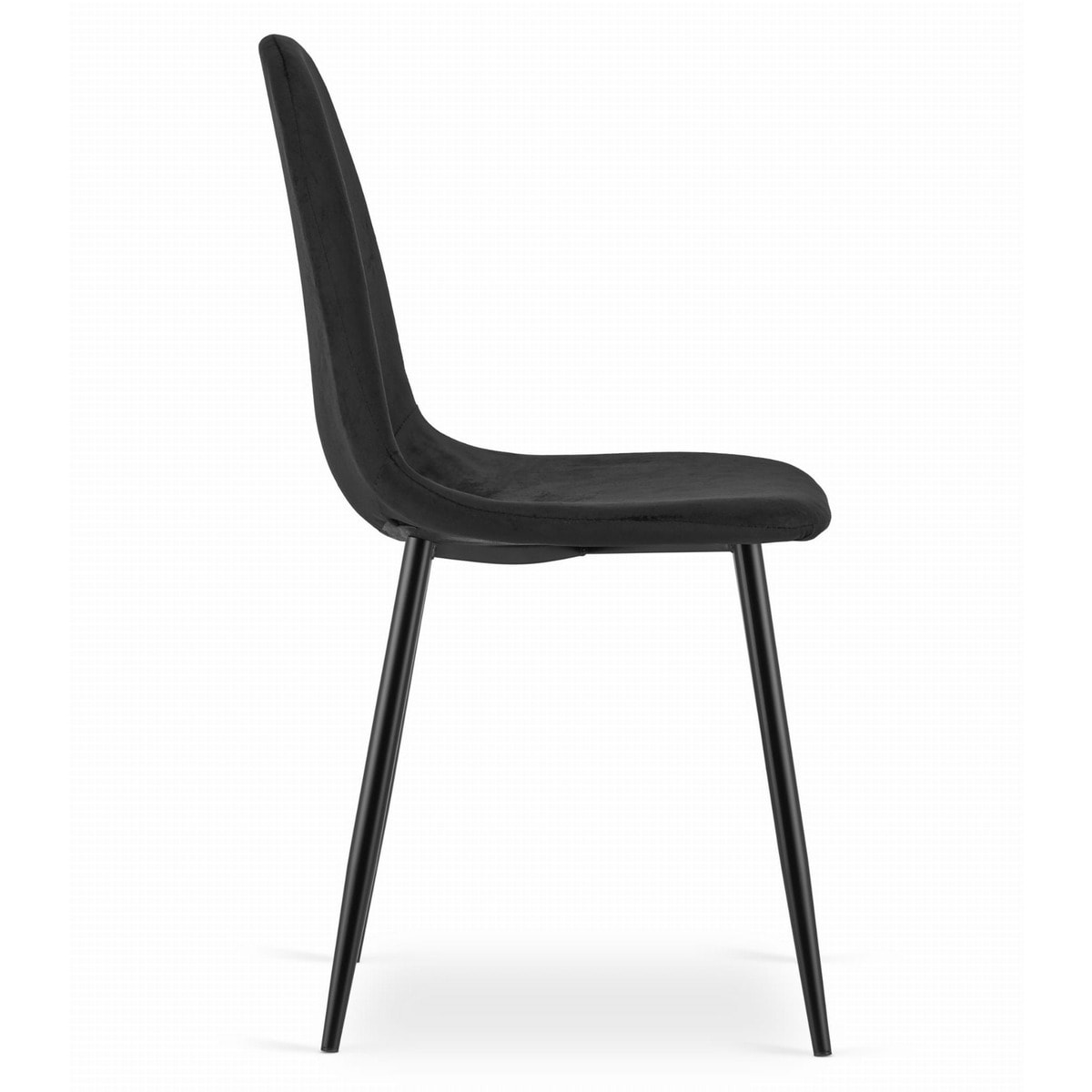 Sedia Como in velluto nero con gambe in metallo