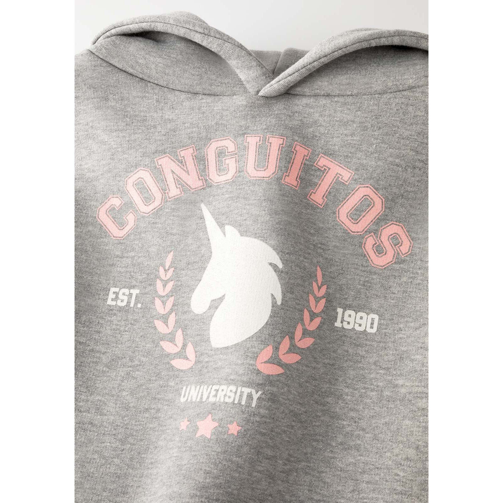 Sudadera con capucha Unicorn University gris de niña