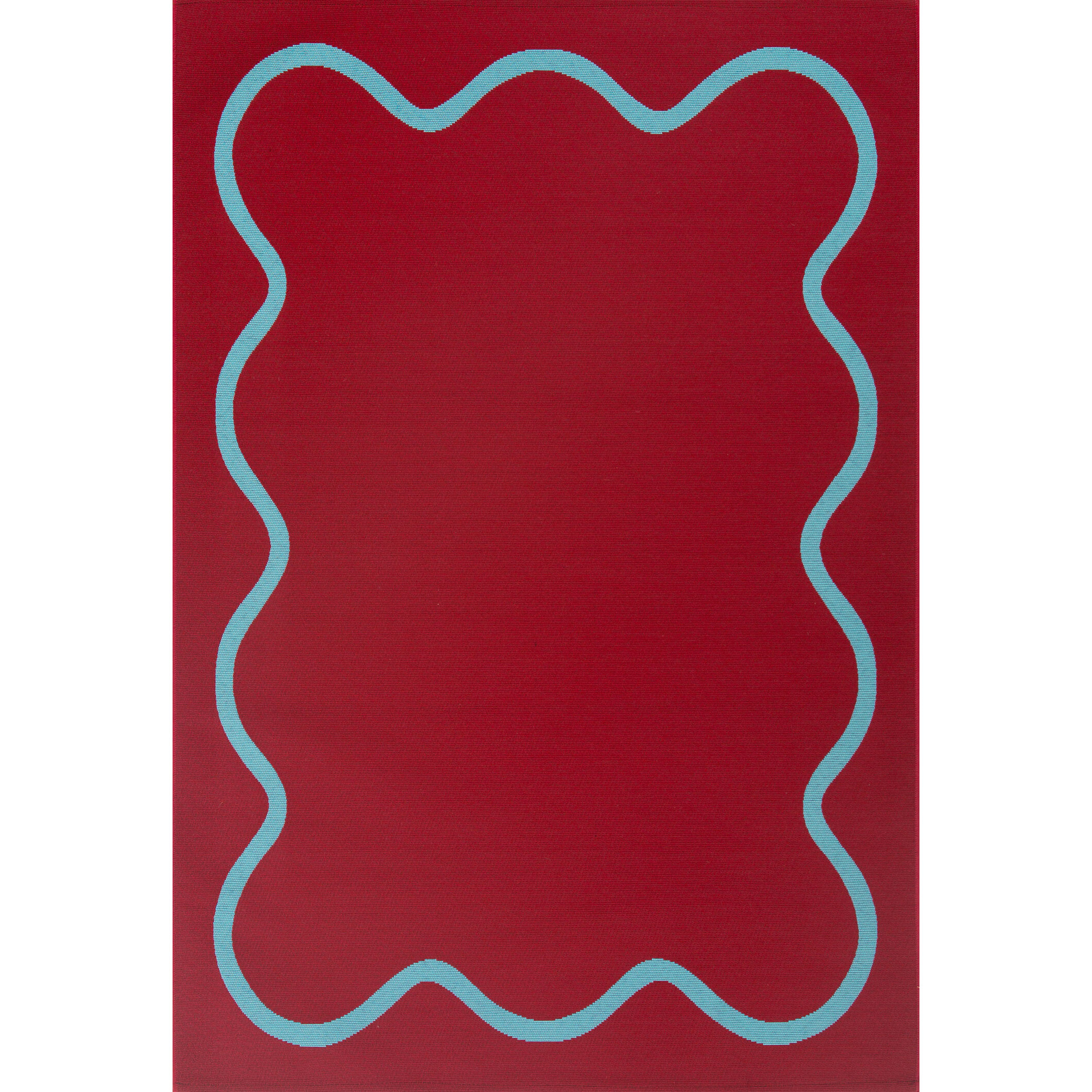 POSITANO - Tapis intérieur/extérieur à motif wavy bordeaux