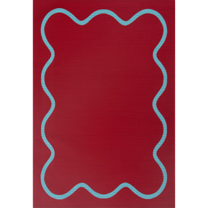POSITANO - Tapis intérieur/extérieur à motif wavy bordeaux