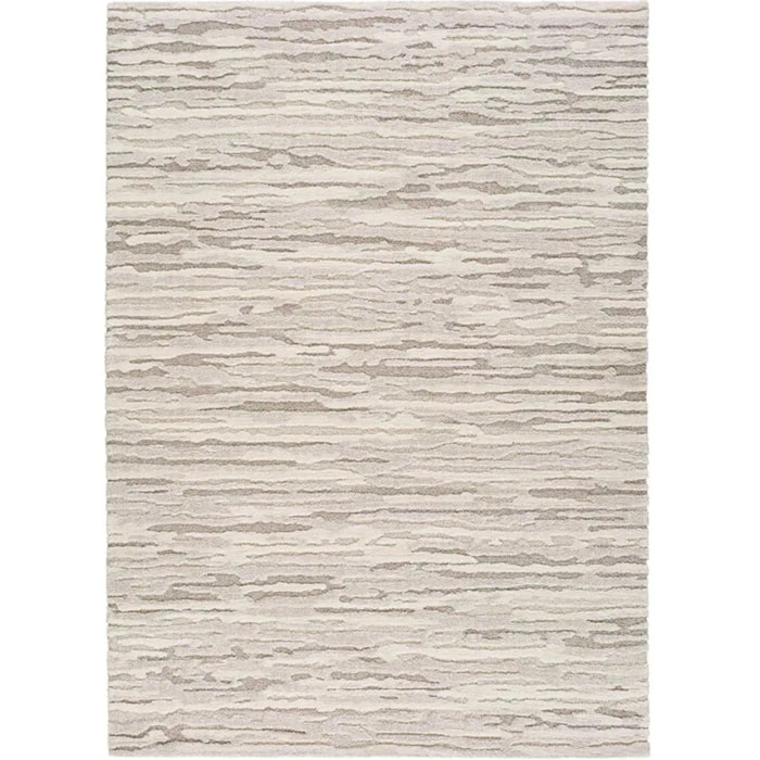 YEN Alfombra abstracta con relieve de pelo corto beige, varias medidas disponibles.