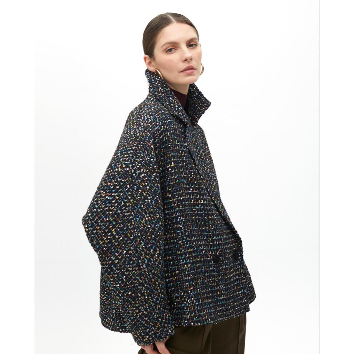 Giacca tweed fili multicolore