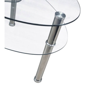 Tavolino moderno a due piani, 100 x 60 x 41, Trasparente