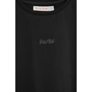Maglietta nera a maniche corte regular fit con ricamo Polo Club