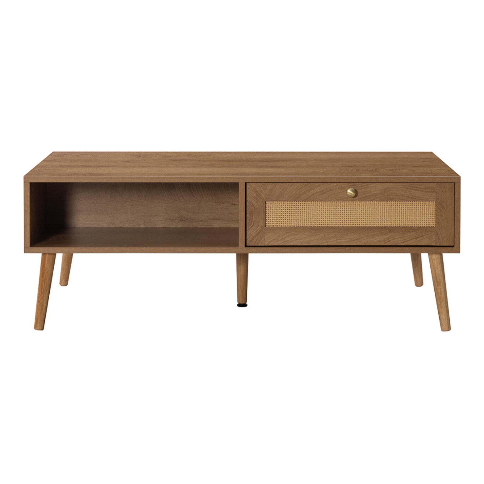 Goto - table basse - effet bois et cannage - 110 cm - Bois