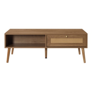 Goto - table basse - effet bois et cannage - 110 cm - Bois