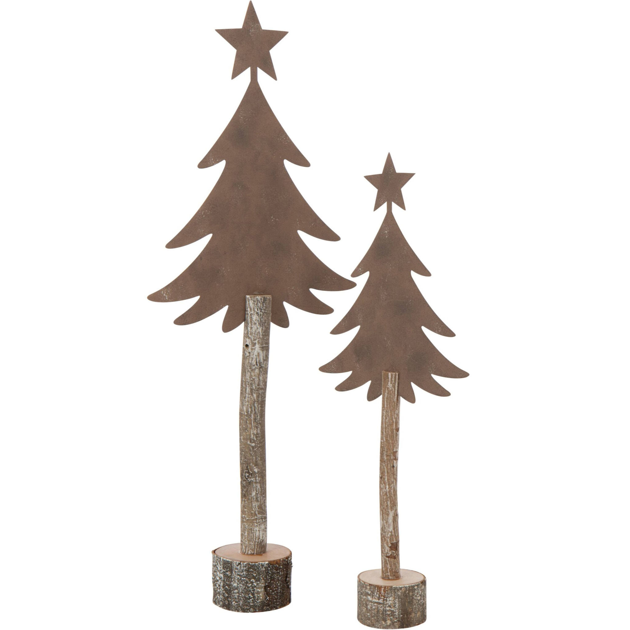 J-Line décoration sapin de Noël + Etoile - fer/bois - marron - large