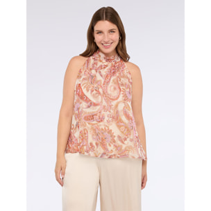 Fiorella Rubino - Top stampa paisley in creponne - Rosa