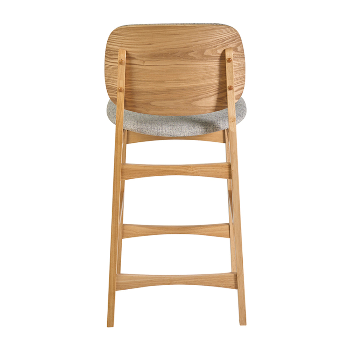 Tabourets scandinaves en bois clair frêne et tissu gris clair H66 cm (lot de 2) SOQUETTE