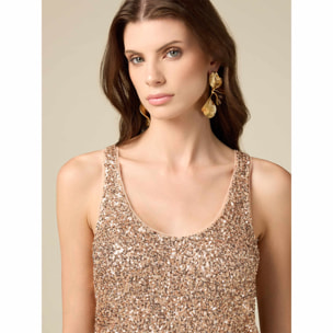 Oltre - Top full paillettes - Oro