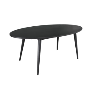 Table à manger ovale bois d'hévéa et placage chêne 6 places DIANE