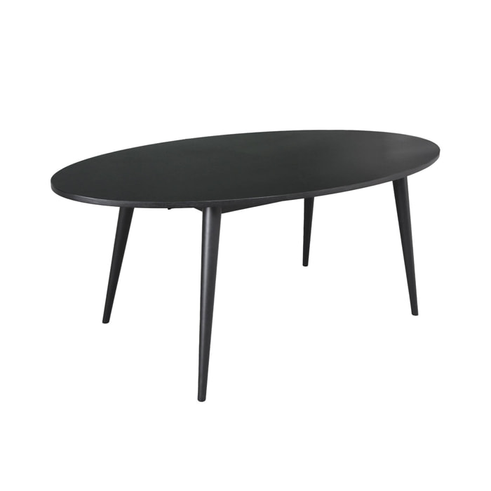 Table à manger ovale bois d'hévéa et placage chêne 6 places DIANE