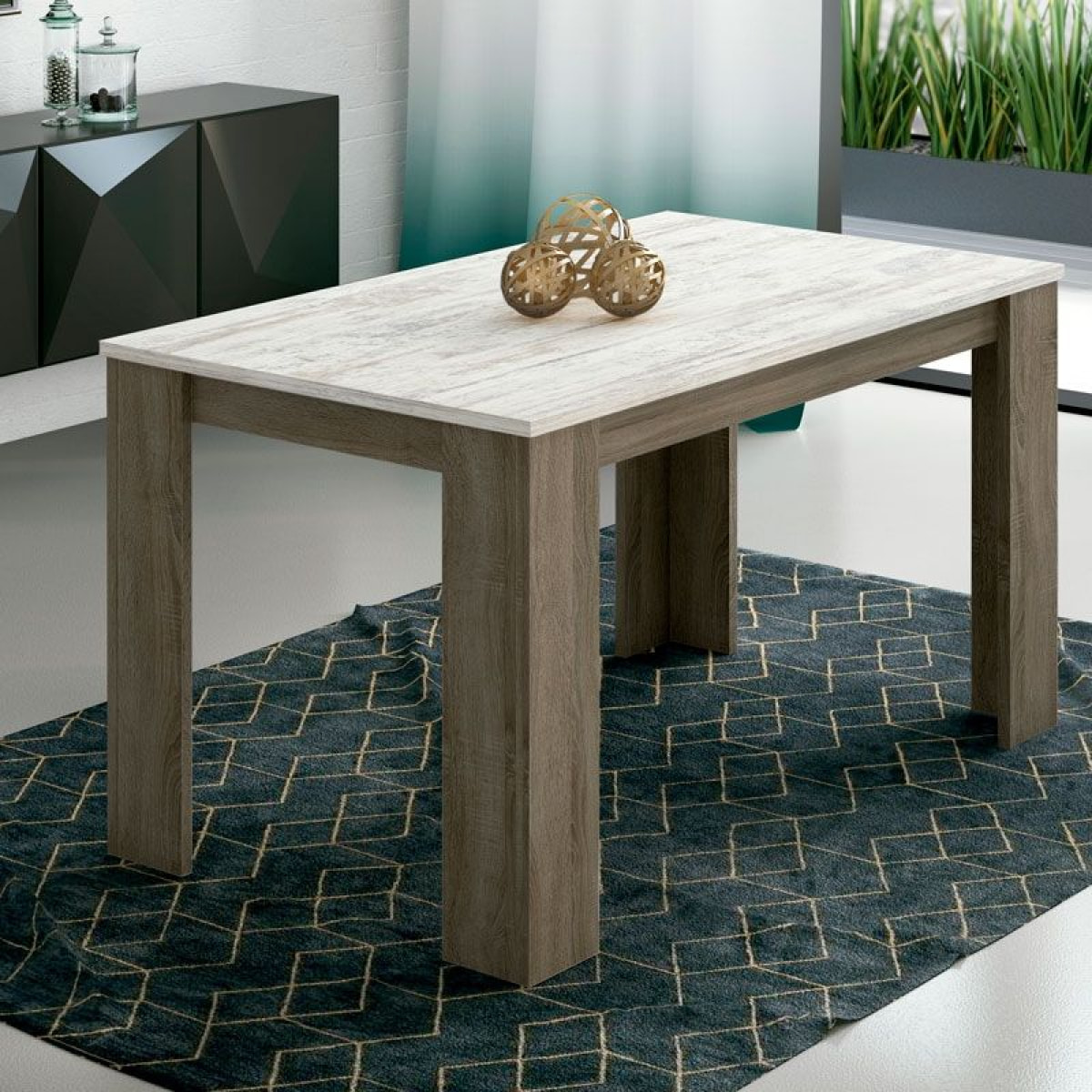 Mesa de comedor Berta 140 Trufa - Cañón blanco