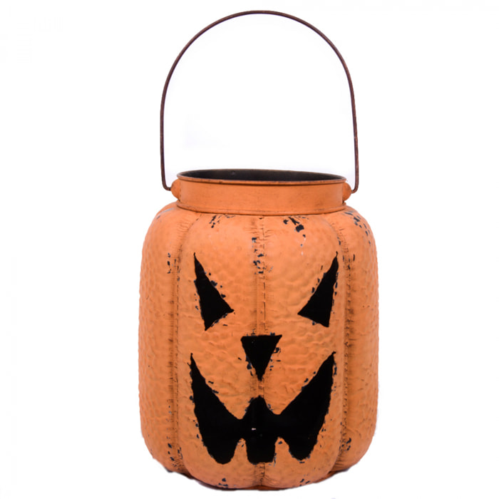 Zucca porta Candela altezza 31 Cm - Pezzi 1 - 24,7X31X24,7cm - Colore: Arancio - Bianchi Dino - Halloween, Streghe