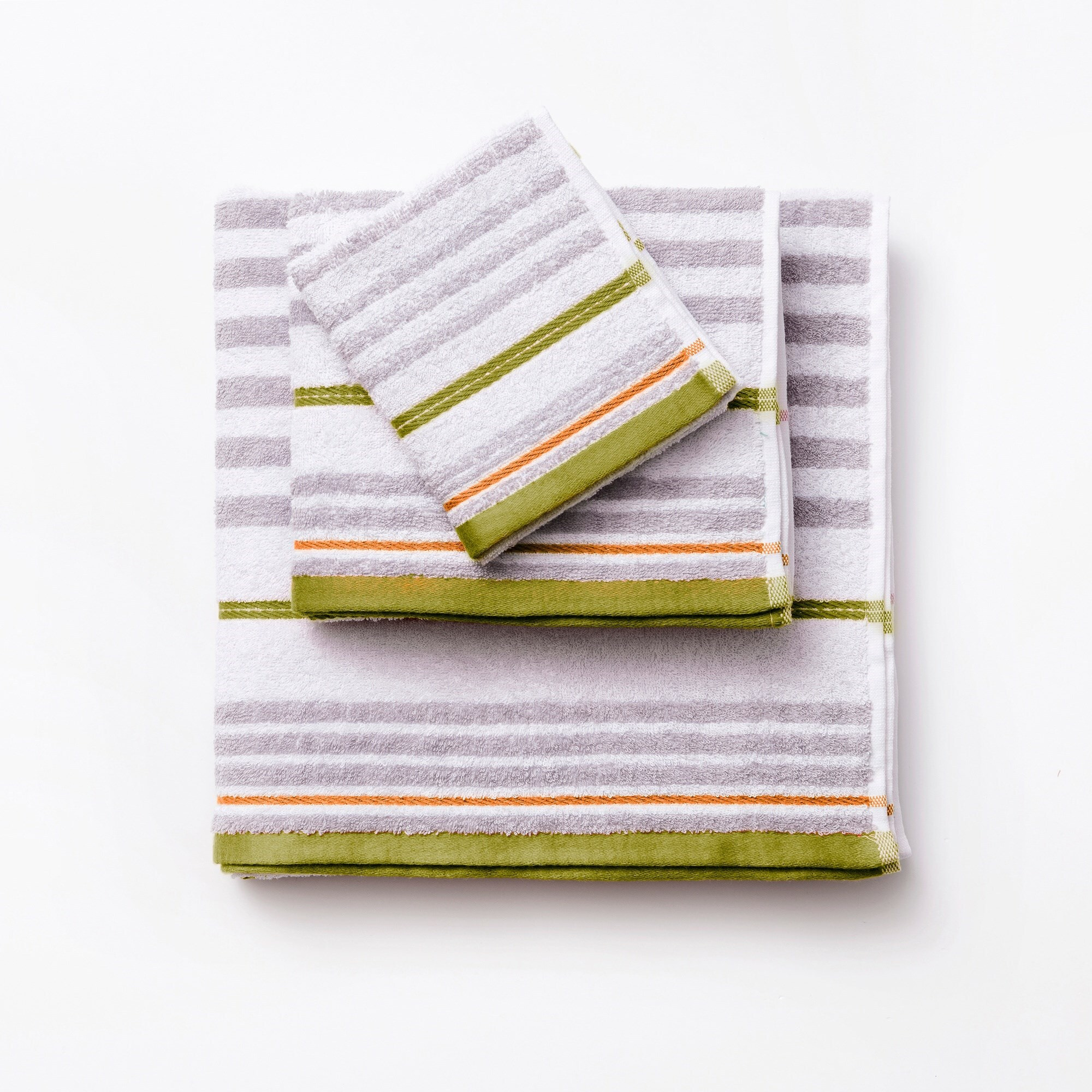 Set 3pc toalla de baño , 450gsm, 100% algodón, blanco con rayas Benetton