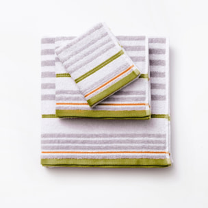 Set 3pc toalla de baño , 450gsm, 100% algodón, blanco con rayas Benetton