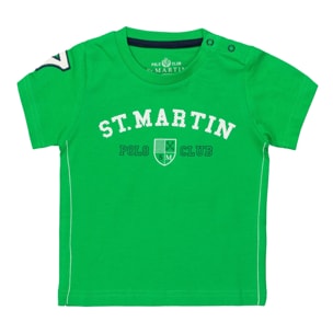 T-shirt jersey con logo davanti e ricamo su manica Polo Club St Martin Verde