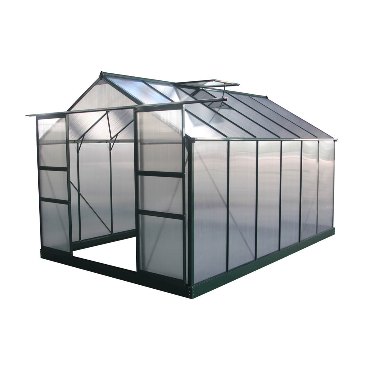 Serre jardin polycarbonate "Dahlia" - 9,24 m² - Vert Sapin