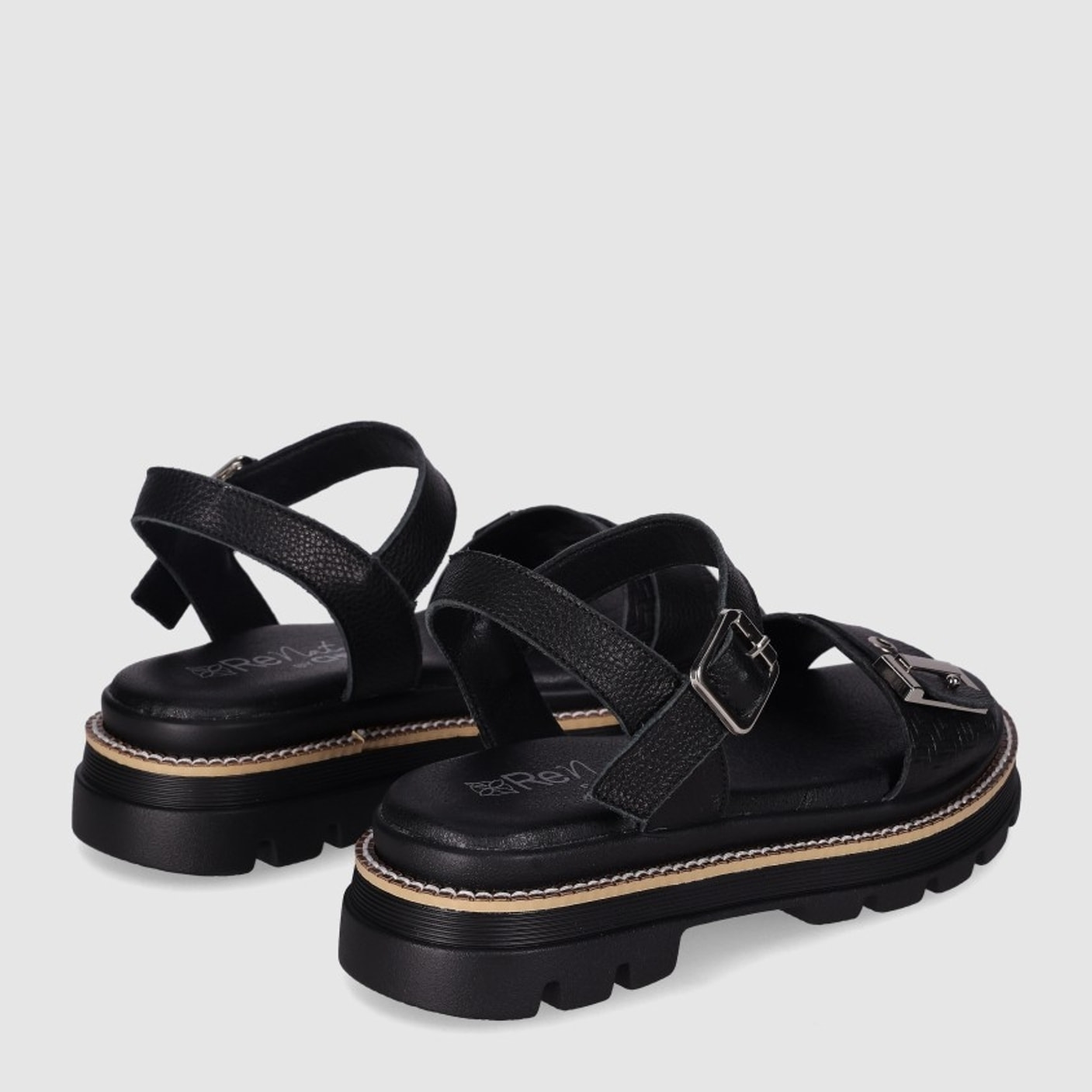 Sandalias de Piel - Negro - Tacón: 3 cm