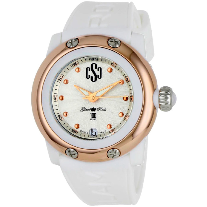 Reloj Glam Rock GR64004 Mujer Analogico Cuarzo ronda swiss made con Correa de Silicona