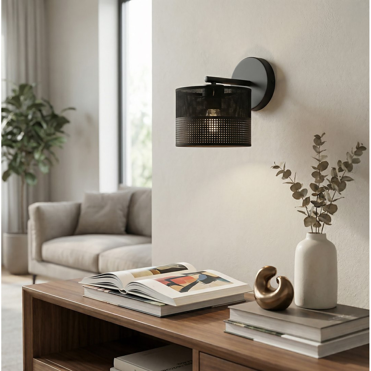 Lampada da parete Karbon in acciaio nero
