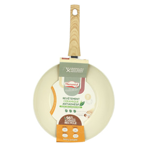 Wok 24cm avec revêtement céramique crème - tous feux COLORAMA