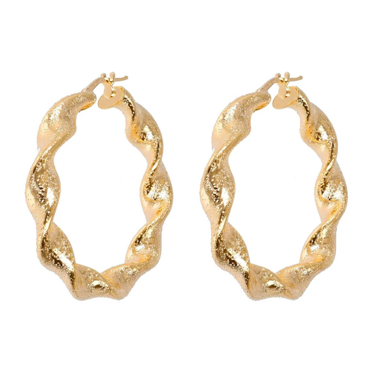 Orecchini a Cerchio Ritorti Lucidi placcati Platino Diametro 4cm