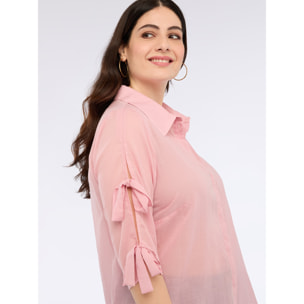 Fiorella Rubino - Camicia in cotone con fiocchi sulle maniche - Rosa
