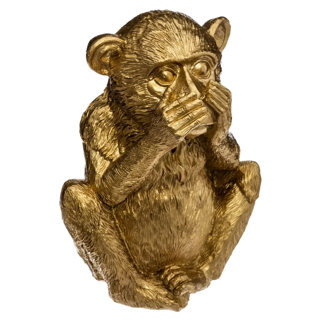 Set de 3 statuettes "Singes sagesse" - résine - doré H17 cm