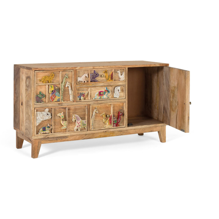 Cómoda de Madera de Mango 100 Cm Estilo Rústico Vintage